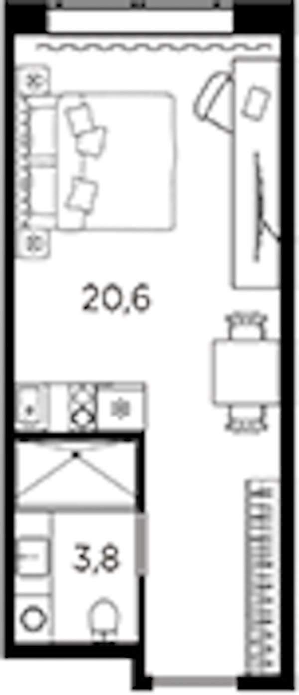 Квартира студия 24.4 м², 5/13 эт., ЖК «AVENIR Industrial»